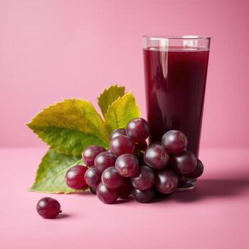 Red Grapes and a Glass of Grape Juice photo
