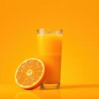 Fresh Orange Juice in Glass with Orange Slice photo