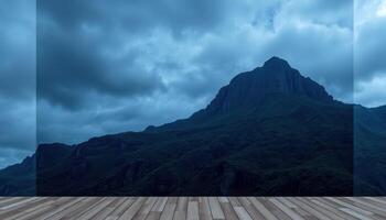 Majestic Mountain Landscape Underneath a Cloudy Sky photo