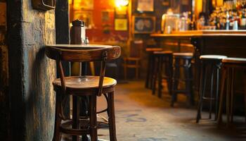 Empty Bar Stool at a Cozy Pub. photo