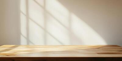 Wooden Tabletop with Light and Shadow. photo
