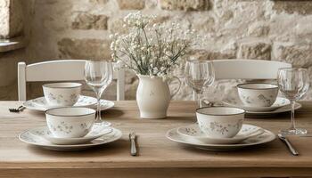 Elegant Table Setting with Floral Design. photo