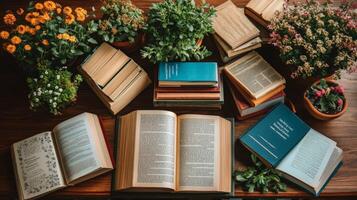 Open Book with Plants. photo
