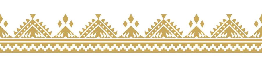 Tribal Gold Border Pattern with Geometric Element for Fabric. vector