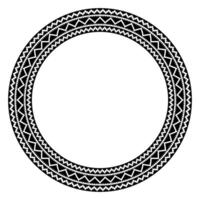 Antique Round Frame with Ethnic Pattern Border Design. vector