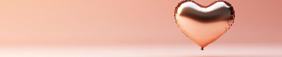 Elegant metallic rose gold heart balloon on soft blush background photo
