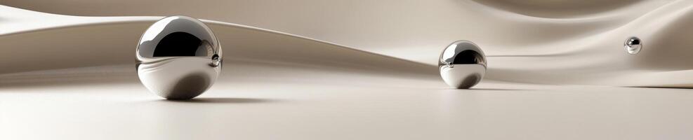 Futuristic abstract background with chrome spheres on smooth surface photo