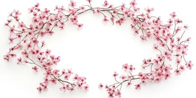 Artistic flat lay of sakura branches for floral decoration and design projects photo