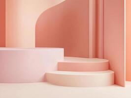 Elegant minimalistic abstract gradient background with soft pastel pink architectural design photo