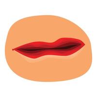 Red lips showing slight open mouth expression on peach background vector