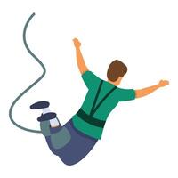 Happy man bungee jumping from high place vector
