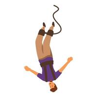 Happy man falling down during bungee jumping from high altitude vector