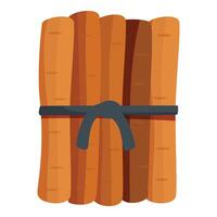 Bundle of dynamite sticks tied with black fuse waiting to explode vector