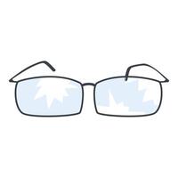 Broken eyeglasses reflecting light, showing concept of vision loss vector
