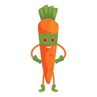 Smiling carrot superhero wearing mask and gloves standing with hands on hips vector