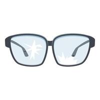 Broken eyeglasses showing damaged lenses with cracks displaying concept of vision impairment vector