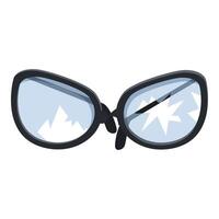 Broken eyeglasses reflecting mountains in the lens vector