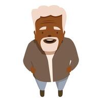 Smiling senior man standing with hands on hips, high angle view vector