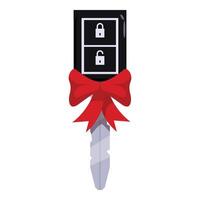 Car key with red bow celebrating new vehicle purchase vector