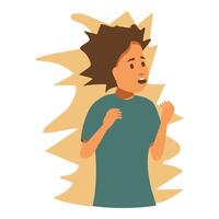 Shocked young person experiencing panic attack with wide open eyes and mouth vector