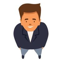 Smiling businessman standing and looking up from above point of view vector