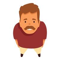 Smiling man with mustache looking upward, high angle view vector