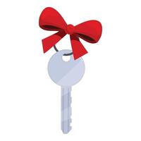 Silver key with red bow representing new home purchase vector