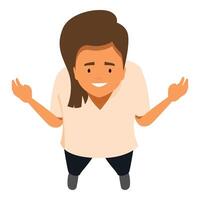 Smiling nurse welcoming patients with open arms, high angle view vector