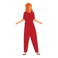 Smiling nurse wearing red scrubs standing with open arms vector