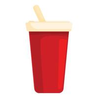 Red paper cup with straw containing soda, juice or soft drink vector