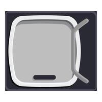 Old tv set showing gray static screen with antenna on top view vector