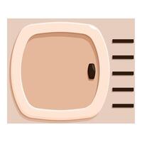 Top view of empty beige bathtub with drain and non slip strips vector