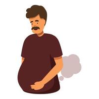 Man suffering from bloating and having abdominal pain with flatulence vector