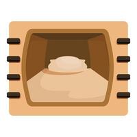 Bread making process showing dough rising in a warm oven vector