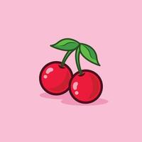 Cherry in Cartoon Icon Illustration Flat Cartoon Style vector