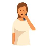 Worried woman using asthma inhaler for breathing problem vector