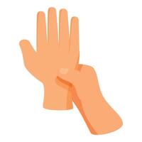 Checking pulse on wrist using index and middle fingers vector