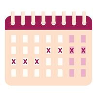 Menstrual cycle tracking calendar showing period days and cycle length vector