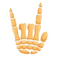 Skeleton hand making rock and roll gesture on white background vector