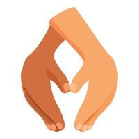 Two hands of different skin colors forming heart symbol, promoting diversity and inclusion vector
