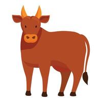 Brown cow standing in static pose facing forward vector