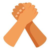 Two hands holding each other tightly in a gesture of support vector