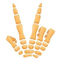 Skeleton hand making rock and roll gesture, phalanges showing rock sign vector