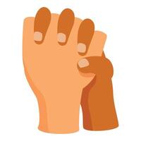 Two hands holding each other demonstrating support and teamwork vector