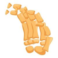 Broken foot bones crumbling and disintegrating, showing severe injury vector
