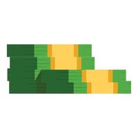 Stacks of green cash forming a staircase illustrating increasing wealth vector