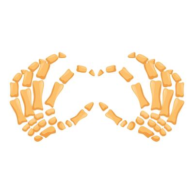 Infinity symbol made of human hand bones on white background
