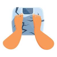 Feet standing on broken weighing scale, gaining weight concept vector