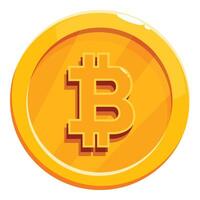 Shiny gold bitcoin crypto currency coin rotating on white background vector