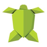 Green origami turtle showing its shell and flippers vector